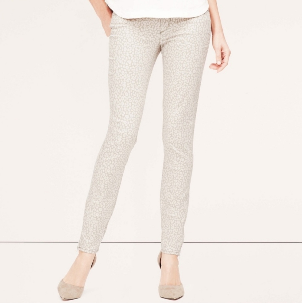 NWT LOFT Modern Skinny Ankle Zip Jeans - Animal Print
